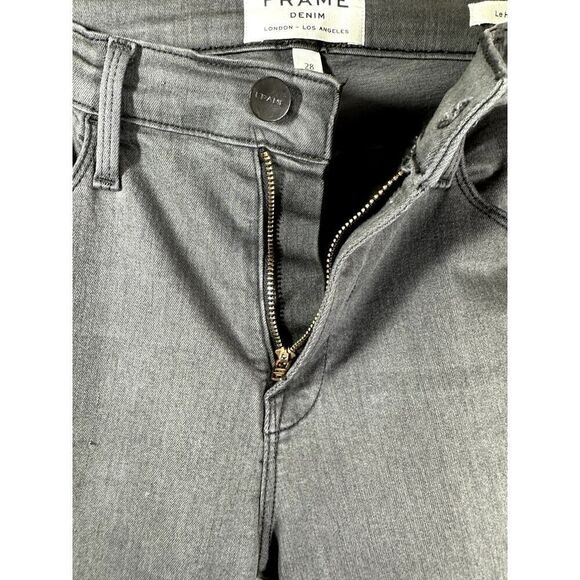 FRAME DENIM Women's Le High Skinny Frayed Hem Cropped Jeans Black Size 28 - Picture 6 of 12